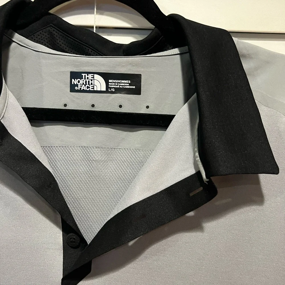 The North Face Mens Grey Black Performance Short Sleeve‎ Polo Shirt Large L